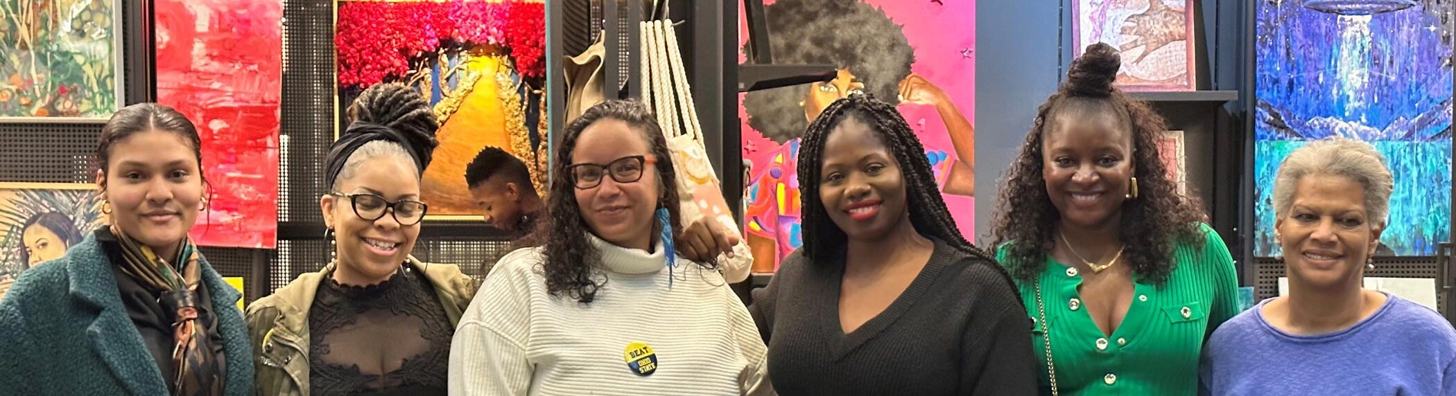 Women Smiling at Women's Live Artist Studio at Navy Pier Cropped